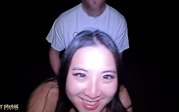 Public BLOWJOB and EATING PUSSY on the beach LATE night Adventure