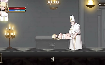 Ritual Summons &vert; Stage 1 &vert; Cute angelic girl with powers gets her pussy fucked by a priest and goblins with big cock and also the goblin leader who cums everywhere &vert; Hentai Games Gameplay P1