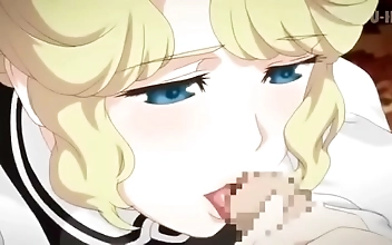 After returning home, the maid with huge breasts gives a service blowjob