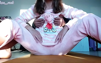 stepbrother hard jerking cunt and small tits stepsister in pajama