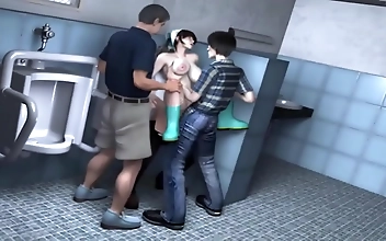 bigboobs cleaning staff and lucky student -Hentai 3d 42