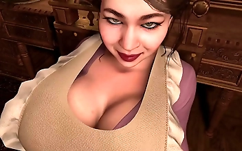 Fucking a Hot Asian MILF Maid in the ass after she blows him off &vert; 3D Porn