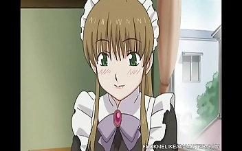 Anime maid gets wet pussy fantasizing