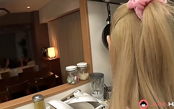 Japanese housewife sucks dick in the kitchen uncensored&period;