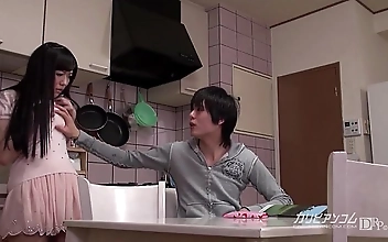 young and sisiter having fun time while parents are away