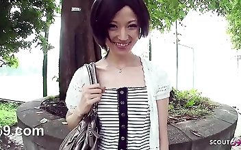 Skinny Japanese Teen tricked to Suck Strangers Dick in Car