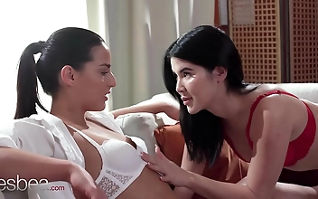 Lesbea Dressed in sexy lingerie these two lesbians have intimate sex together
